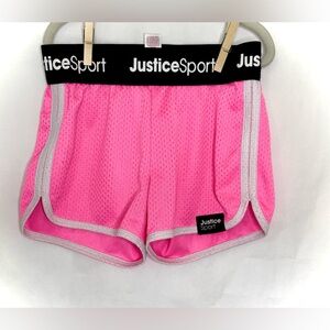 Justice Sport Pink and White Girls Shorts W/ Mesh Design